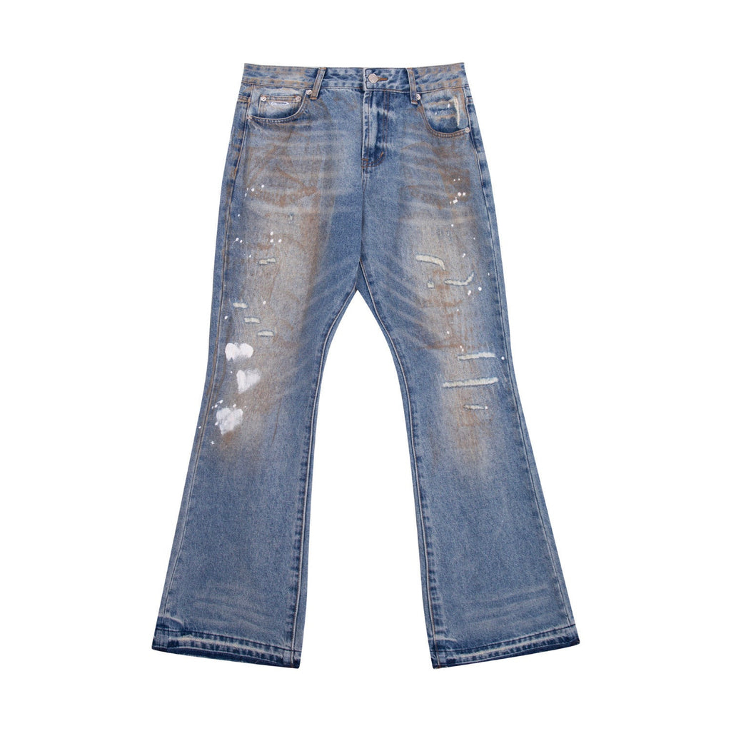 Gallery Dept Heart‑Paint Distressed Flare Jeans