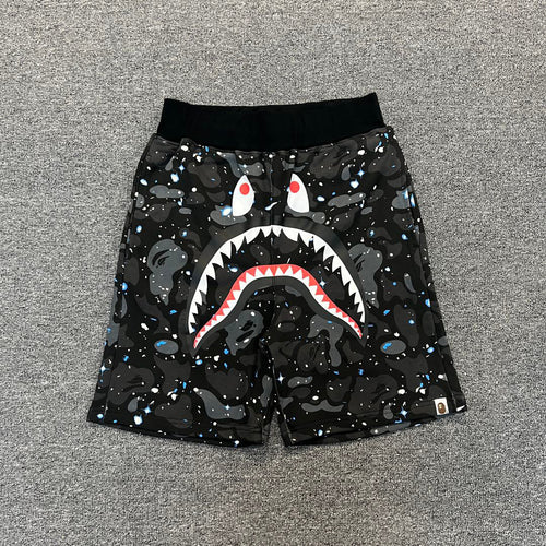 BAPE Space Camo Glow-in-the-Dark Shark Shorts - White / Black